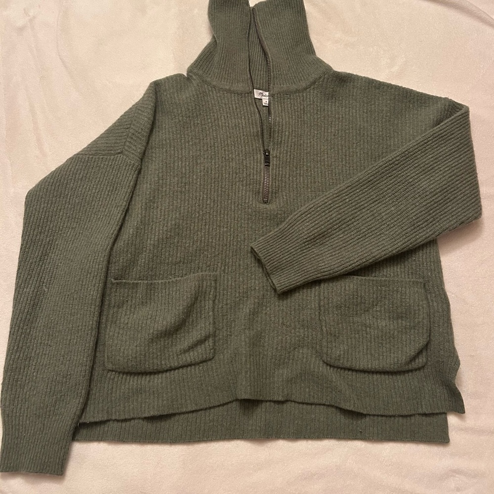 Madewell Olive Half-Zip Sweater
